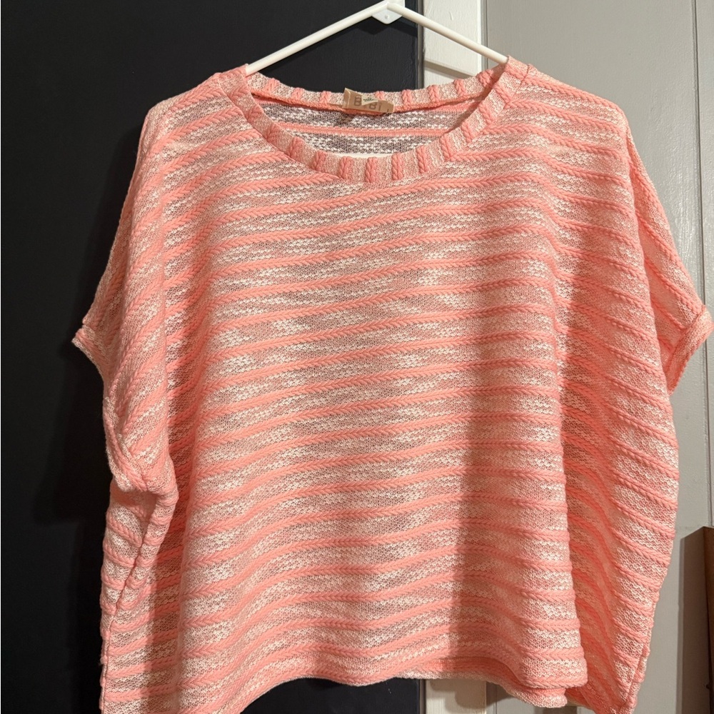 BiBi Pink and Cream Knit Sweater